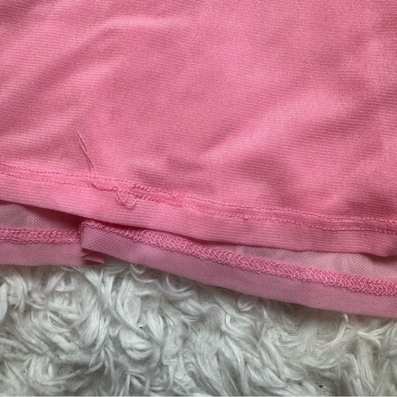 Pink Babydoll Dress Marabou Cuff Feathers Barbiecore Sheer Size Medium - Picture 7 of 8